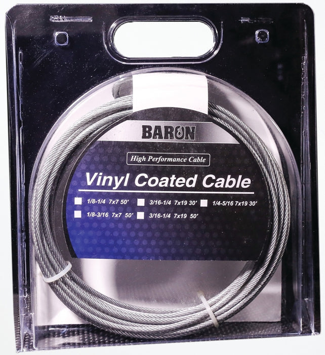 Baron 54205/50245 Aircraft Cable, 1/4 to 5/16 in Dia, 30 ft L, 1220 lb Working Load, Galvanized Steel