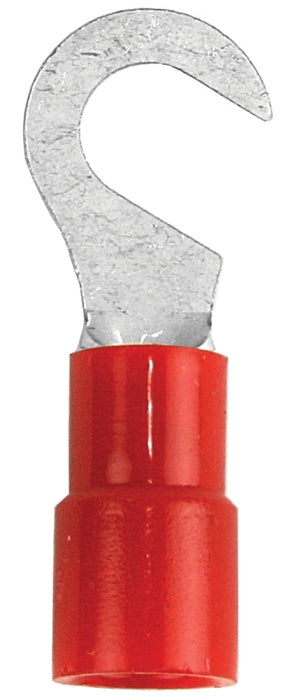 Jandorf 60959 Hook Terminal, 22 to 18 AWG Wire, #10 Stud, Vinyl Insulation, Red