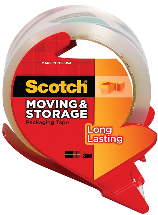 Scotch 3650-RD Packaging Tape, 54.6 yd L, Clear, 1.88 in W, 2.4 mil THK, Polypropylene Backing