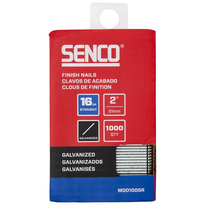 Senco M001005R Finish Nail Strip, 2 in L, 16 ga, Galvanized/Plain, T-Head Head