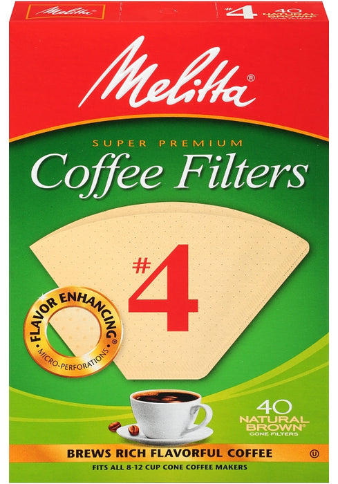 Melitta 3663648 #4 Coffee Filter, Cone, Paper, Natural Brown