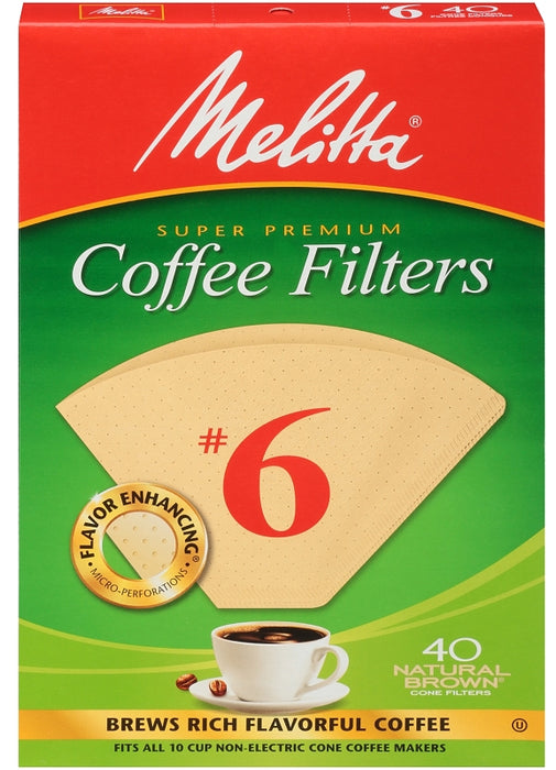 Melitta 626412 #6 Coffee Filter, Cone, Paper, Natural Brown