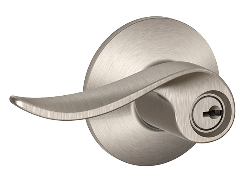 Schlage F Series F51VSAC619 Entry Lever, Mechanical Lock, Satin Nickel, Metal, Residential, 2 Grade