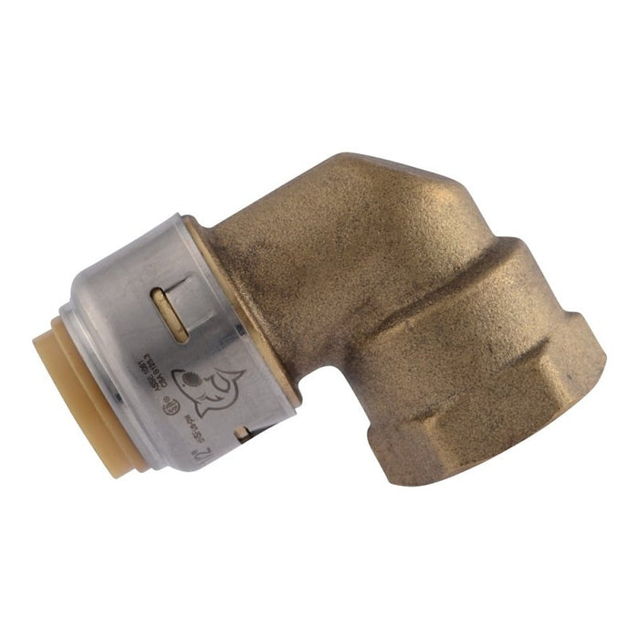 SharkBite UR308A Adapter Elbow, 1/2 in PTC x 1/2 in FNPT, Brass, 200 psi Pressure