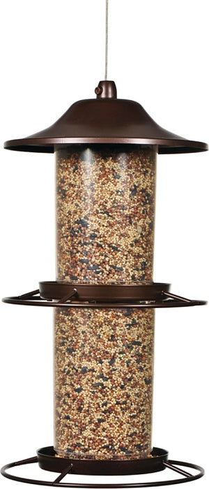 Perky-Pet 325S Panorama Bird Feeder, 4.5 lb, Powder-Coated Rustic Brown, Hanging Mounting