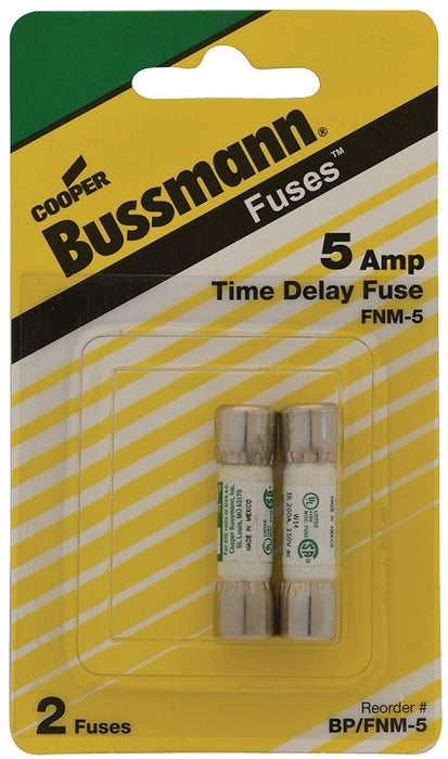 Bussmann BP/FNM-5 Time Delay Fuse, 5 A, 250 V, 200 A, 10 kA Interrupt, Melamine Body