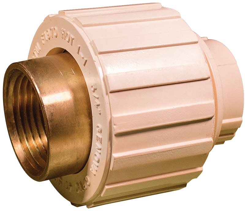 Nibco M25305L Transition Pipe Union, 3/4 in, Slip x FIP, Brass/CPVC