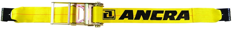 Ancra 500 Series 49346-10 Strap, 4 in W, 27 ft L, Polyester, Yellow, 5400 lb Working Load, Hook End