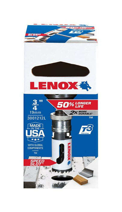 Lenox Speed Slot 3001212L Hole Saw, 3/4 in Dia, 1-7/8 in D Cutting, 4/5 TPI, Bi-Metal Cutting Edge