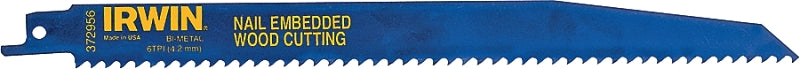 Irwin 372956P5 Reciprocating Saw Blade, 2 in W, 9 in L, 6 TPI, Cobalt/Steel Cutting Edge