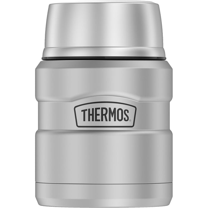 Thermos STAINLESS KING Series SK3000MSTRI4 Vacuum Insulated Food Jar with Foldable Spoon, Silver, 16 oz Capacity