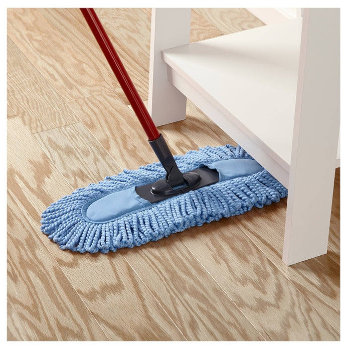 O-Cedar 139431 Dual-Action Dust Mop, 20 in W Head, Microfiber Head, Metal Handle, Blue