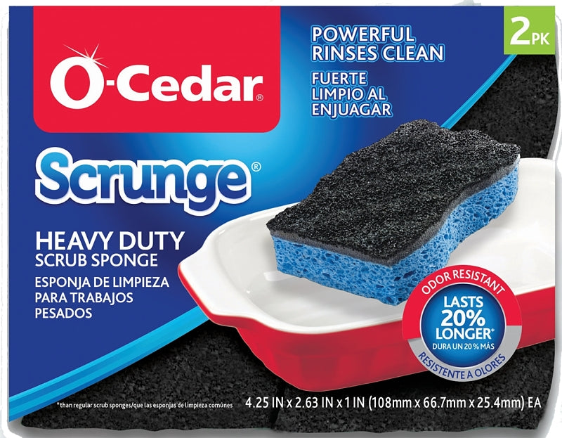 O-Cedar Scrunge 148377 Heavy-Duty Sponge, 7-1/2 in L, 5 in W, Blue