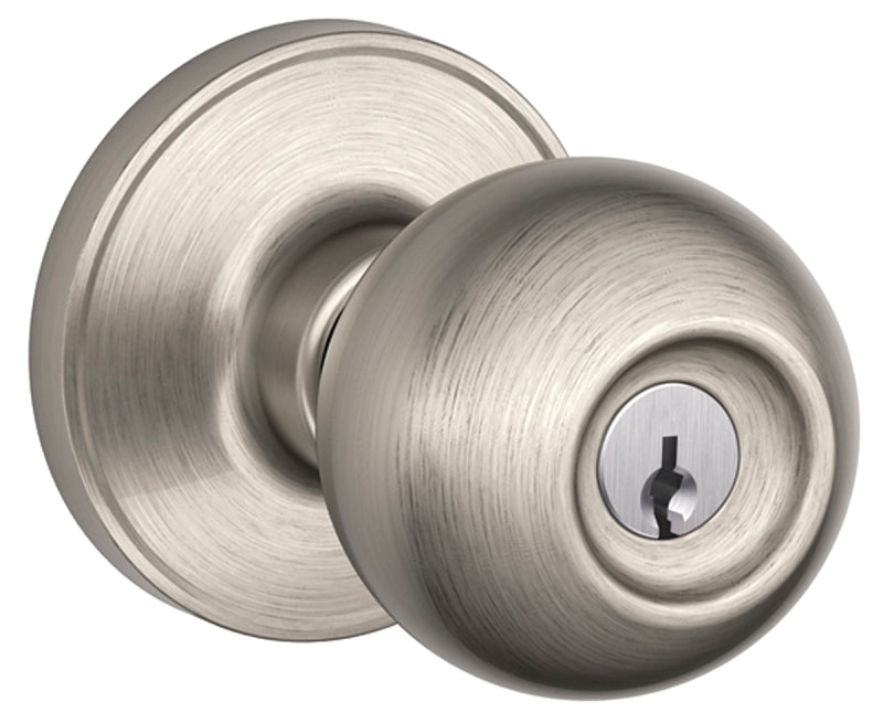 Schlage Corona Series J54 CNA 619 Entry Knob, Knob Handle, Satin Nickel, Metal, C Keyway, Residential, 3 Grade