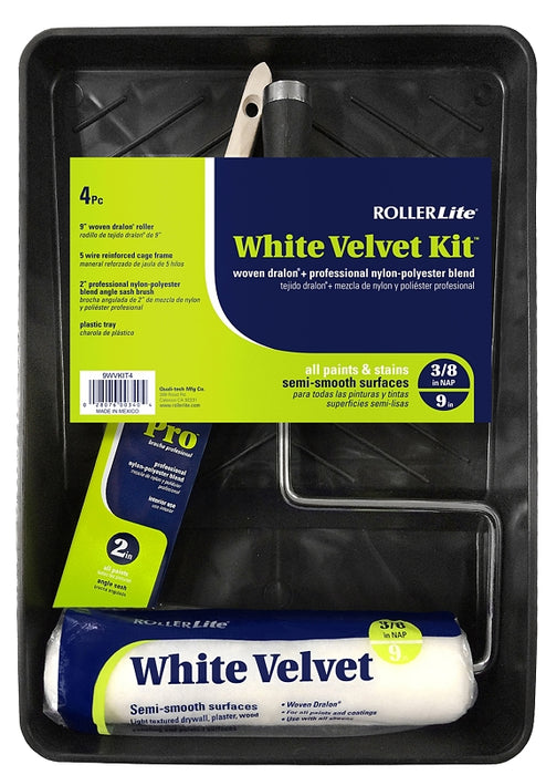 RollerLite White Velvet 9WVKIT4 Roller Kit, Semi-Smooth Surface, 4-Piece