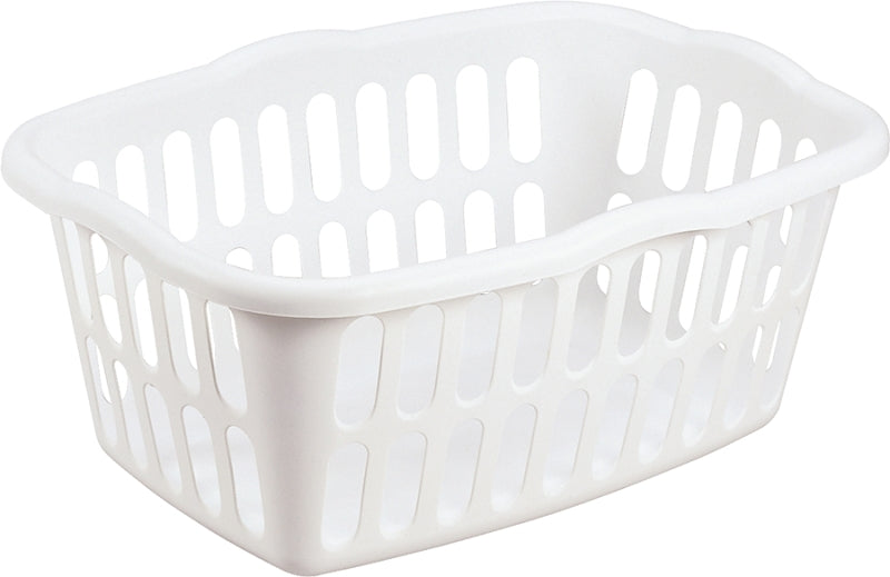 Sterilite 12458012 Laundry Basket, 1.5 bu Capacity, Plastic, White, 1-Compartment