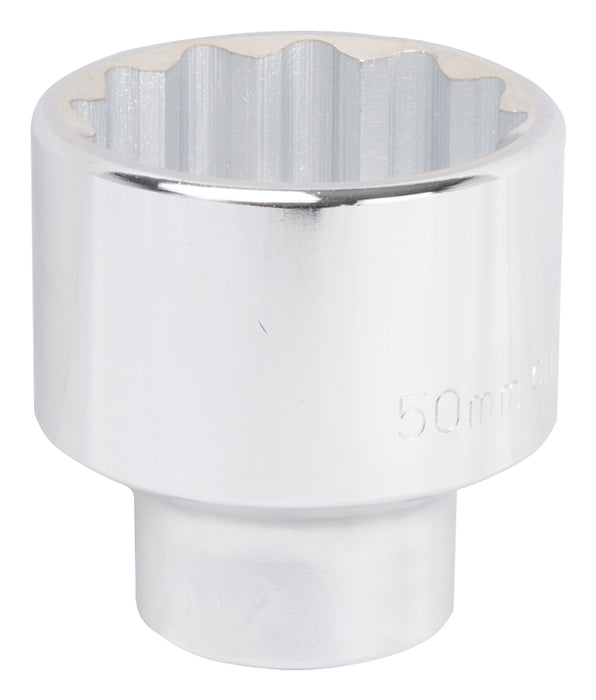 Vulcan MT-SM6050 Drive Socket, 50 mm Socket, 3/4 in Drive, 12-Point, Chrome Vanadium Steel, Chrome