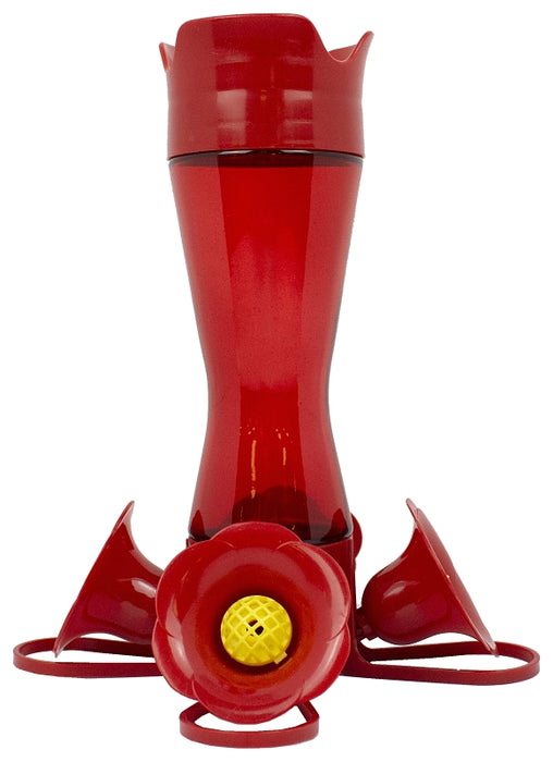 Perky-Pet 203CPBR Bird Feeder, 4-Port/Perch, Glass, Red, 8.38 in H