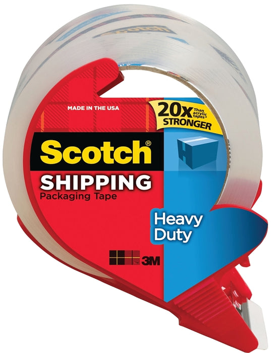 Scotch 3850S-RD Packaging Tape, 38.2 yd L, Clear, 1.88 in W, 3.1 mil, Polypropylene Backing