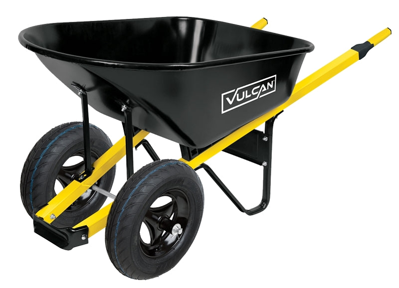 Vulcan 34885 Wheelbarrow, 6 cu-ft Volume, Steel Tray, 2-Wheel, Pneumatic Wheel, 16 in Wheel, Cushion-Grip Handle