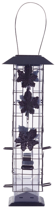 Perky-Pet 336 Wild Bird Feeder, 18-1/4 in H, Rustic Leaf, 2 lb, Metal, Hammered Bronze, Hanging Mounting