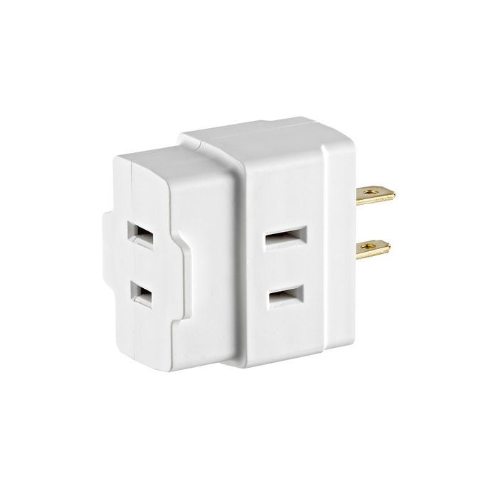 Leviton 002-00531-00W Triple Tap Outlet Adapter, 2 -Pole, 15 A, 125 V, 3 -Outlet, NEMA: NEMA 1-15R, White