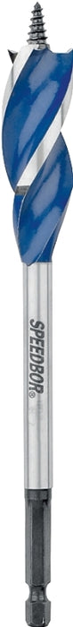 Irwin Speedbor 3041021 Auger Boring Bit, 1-1/2 in Dia, 6 in OAL, Tapered Flute, 3-Flute, 3/8 in Dia Shank, Hex Shank