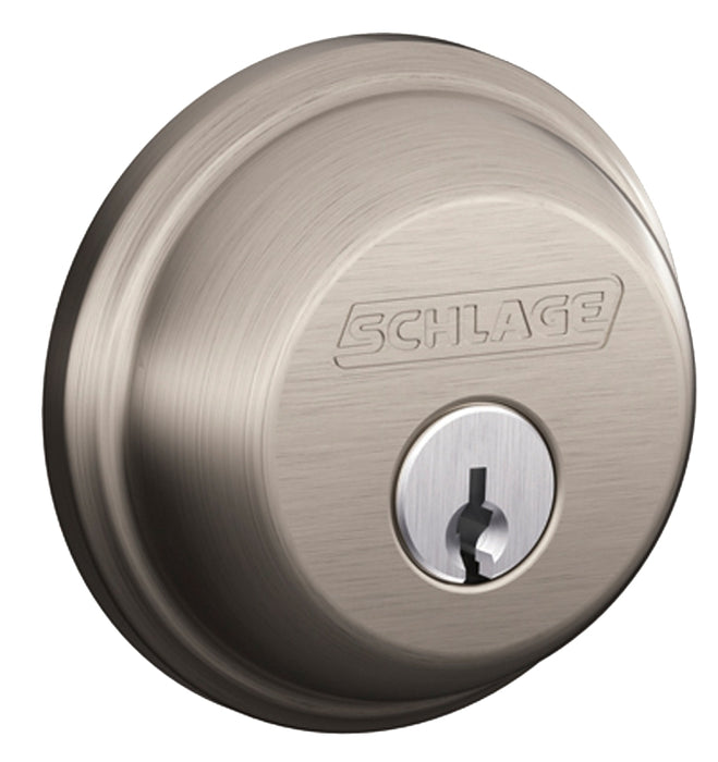 Schlage B60NV619 KA4 Deadbolt, 1 Grade, SC1 Key, Metal, Satin Nickel, 2-3/8, 2-3/4 in Backset, C Keyway