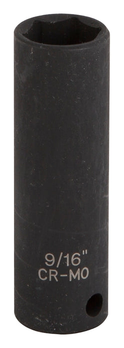 Vulcan MT6580114 Deep Impact Socket, 9/16 in Socket, 3/8 in Drive, Deep Drive, 6-Point, Chrome Molybdenum Steel