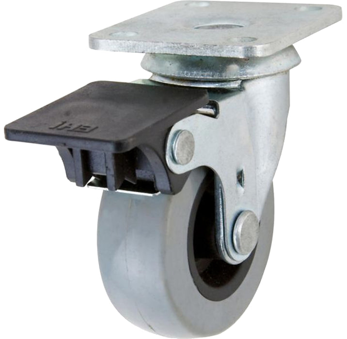 Shepherd Hardware G1 Series 3542 Swivel Caster with Brake, 2 in Dia Wheel, TPU Wheel, Gray, 88 lb