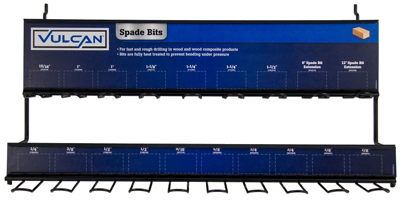 Vulcan 994900 Spade Drill Bits Rack, 2-Tool Holder, 21-1/2 in W, Metal