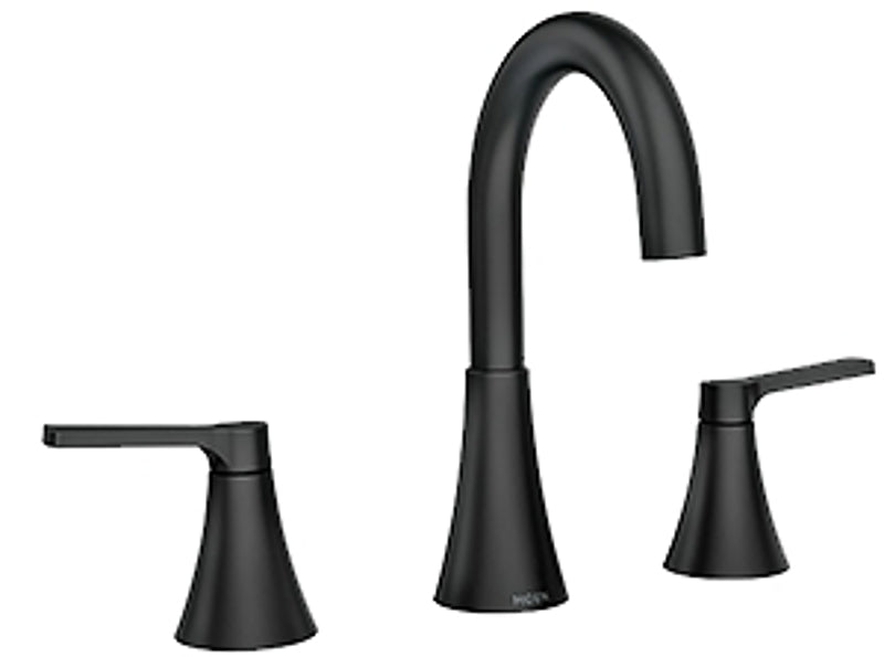 Moen Mikah, 84312 Series 84312BL Bathroom Faucet, 5 in Spout Reach, Matte Black, 1.2 gpm, 2-Faucet Handle, Lever Handle