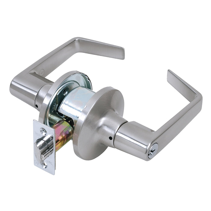 Tell Manufacturing CL100619 Storeroom Lever, Satin Chrome, Commercial, SCC Keyway, 2-3/8 to 2-3/4 in Backset