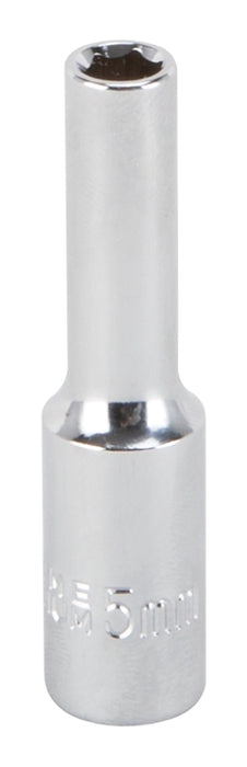 Vulcan MT6487802 Drive Socket, 5 mm Socket, 1/4 in Drive, 6-Point, Chrome Vanadium Steel, Chrome