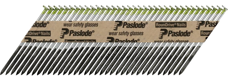 Paslode 650387 Framing Nail, Tape Collation, 3 in L, Steel, Hot-Dipped Galvanized, Full Round Head