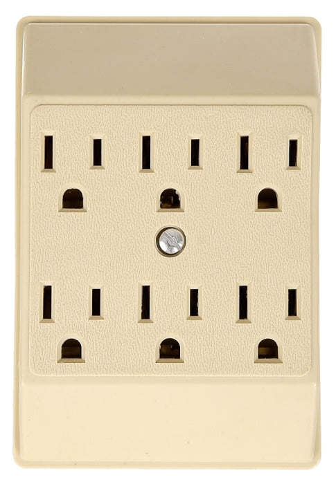 Eaton Wiring Devices C1146V Outlet Adapter, 2 -Pole, 15 A, 125 V, 6 -Outlet, NEMA: NEMA 5-15R, Ivory