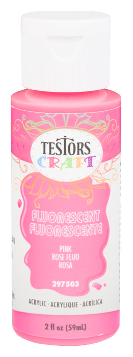 Testors 297503 Craft Paint, Fluorescent Pink, 2 oz, Bottle