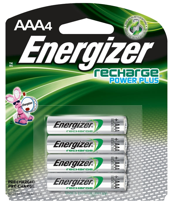 Energizer NH12BP-4 Battery, 1.2 V Battery, 850 mAh, AAA Battery, Nickel-Metal Hydride, Rechargeable