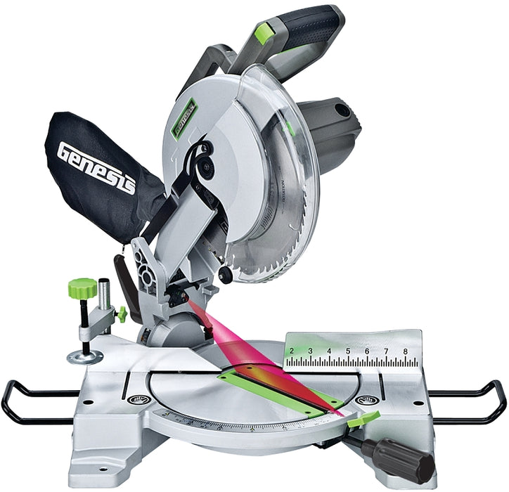 Genesis GMS1015LC Miter Saw, 10 in Dia Blade, 4600 rpm Speed, 45 deg Max Miter Angle, 45 deg Max Bevel Angle