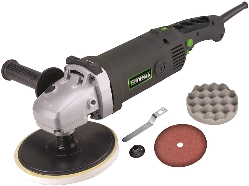 Genesis GSP1711 Variable Speed Sander/Polisher, 11 A, 5/8-11 UNC Spindle, 600 to 3000 rpm Speed, Auxiliary Handle