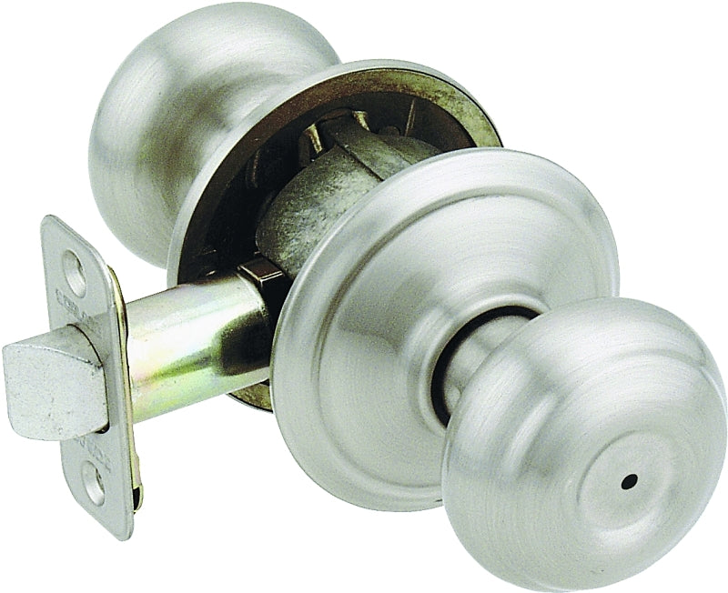 Schlage Georgian Series F40GEO619 Privacy Lockset, Round Design, Knob Handle, Satin Nickel, Metal, Interior Locking