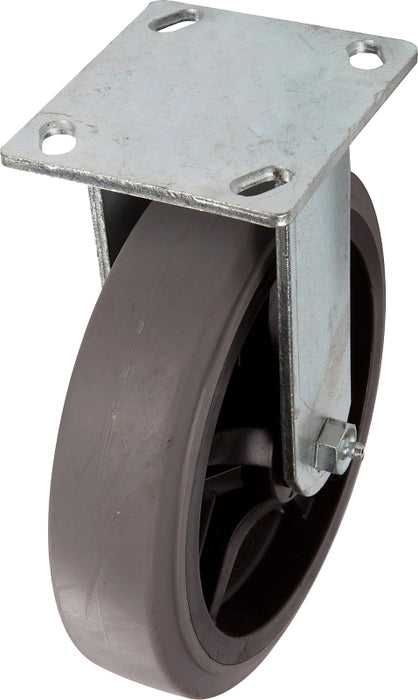 Shepherd Hardware 9813 Rigid Caster, 8 in Dia Wheel, Thermoplastic Rubber Wheel, Black/Gray, 700 lb