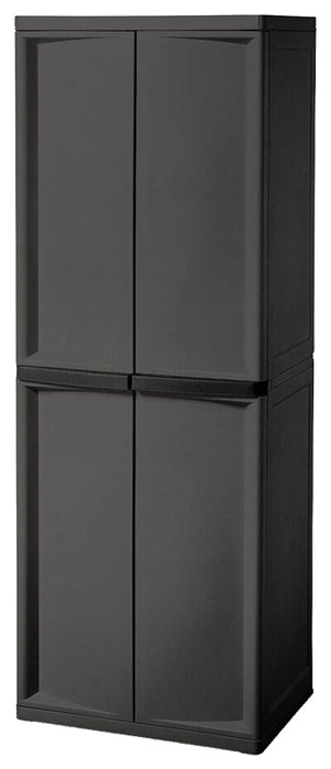 Sterilite 01423V01 Shelf Cabinet, 25-5/8 in OAW, 69-3/8 in OAH, 18-7/8 in OAD, 4-Shelf, Plastic, Gray, Flat