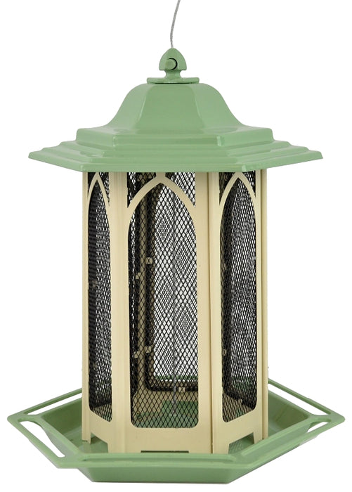 Perky-Pet GAZ01 Bird Feeder, Gazebo, 3.5 lb, Mixed Seed, Metal/Plastic, Pistachio Green, Hanging Mounting