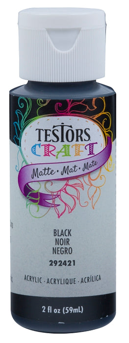 Testors 292421A Acrylic Craft Paint, Matte, Black, 2 oz, Bottle