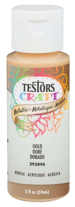 Testors 292496A Acrylic Craft Paint, Metallic, Gold, 2 oz, Bottle