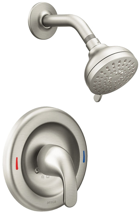 Moen Adler Series 82604SRN/L82691EP Shower Faucet, 1.75 gpm, 3-1/2 in Showerhead, Metal, Brushed Nickel, Lever Handle