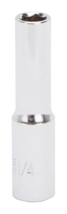 Vulcan MT6485908 Drive Socket, 1/4 in Socket, 1/4 in Drive, 6-Point, Chrome Vanadium Steel, Chrome