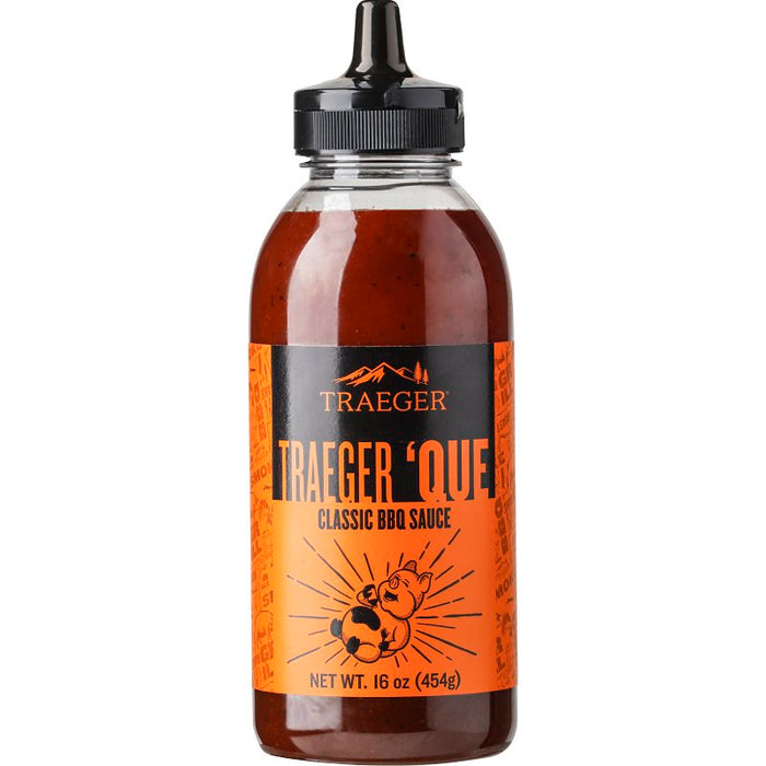 Traeger SAU063 Que BBQ Sauce, Savory, Smokey, Sweet, 16 oz Bottle