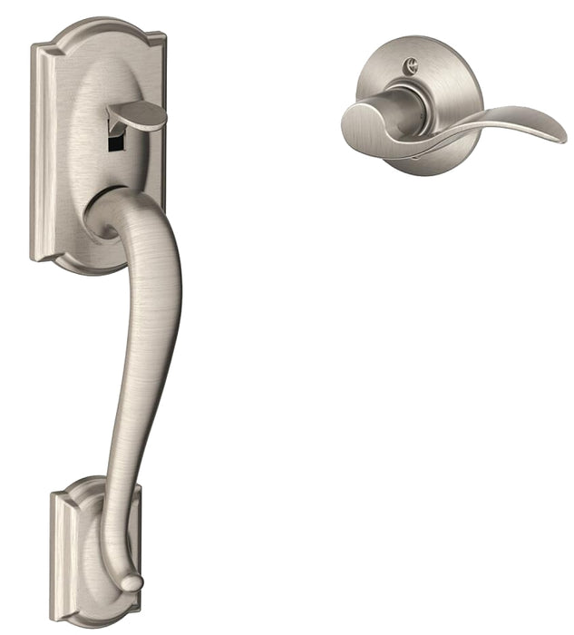 Schlage FE285CAM 619 ACC Combination Lockset, Mechanical Lock, Grip with Lever Handle, Wave Design, Satin Nickel, Metal